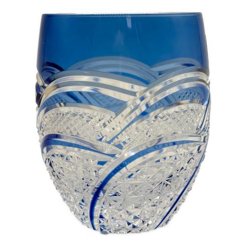 KAGAMI CRYSTAL (カガミクリスタル) 切子ロックグラス ブルー