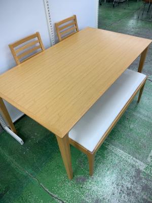 秋田木工 (アキタモッコウ) ダイニング4点セット ナチュラル×ホワイト N-T005