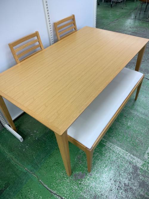 秋田木工 (アキタモッコウ) ダイニング4点セット ナチュラル×ホワイト N-T005