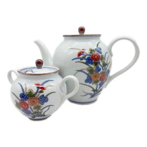 源右衛門窯 (ゲンエモンガマ) ポット砂糖入れ 古伊万里菊柄