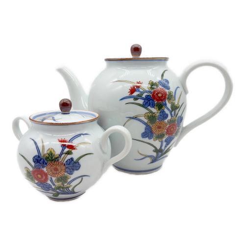 源右衛門窯 (ゲンエモンガマ) ポット砂糖入れ 古伊万里菊柄