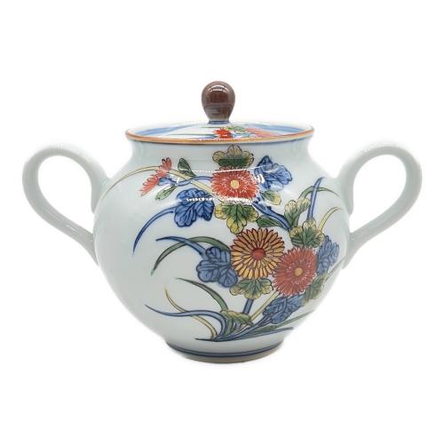 源右衛門窯 (ゲンエモンガマ) ポット砂糖入れ 古伊万里菊柄