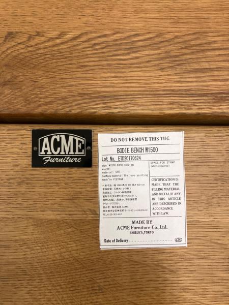 アクメファニチャー　 BODIE BENCH オーク材 ACME Furniture BODIE BENCH / アクメファニチャー ボゥディー ベンチ