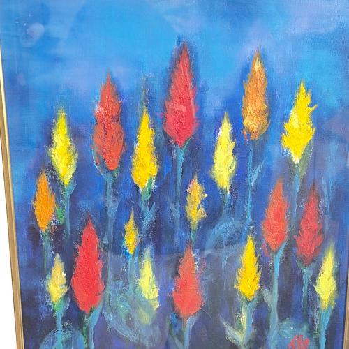 絵画 穴戸俊夫 鶏頭