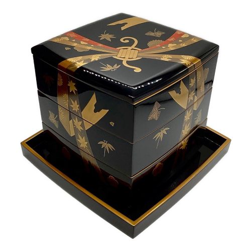 やや　輪島塗　漆塗　草蒔絵　四段重箱　時代箱付　C　7535 輪島塗 漆塗 草蒔絵 四段重箱 時代箱付 C 7535 輪島塗 漆塗