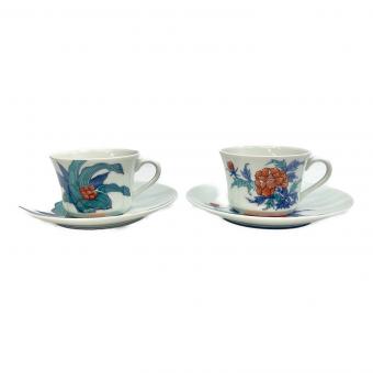 カップ&ソーサー 色鍋島 錦花絵紅茶碗 2P 今泉今右衛門作