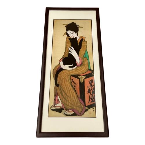 竹久夢二「黒船屋」プリント画 額装　