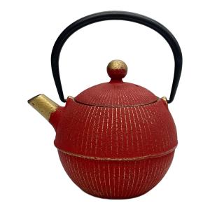 南部鉄器 (ナンブテッキ) 急須 0.5L 手まり 赤