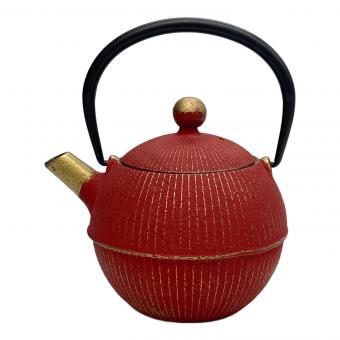 南部鉄器 (ナンブテッキ) 急須 0.5L 手まり 赤