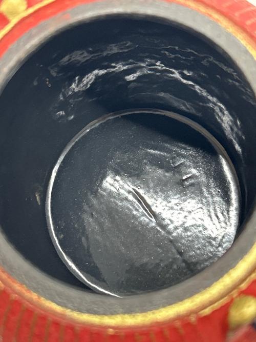 南部鉄器 (ナンブテッキ) 急須 0.5L 手まり 赤