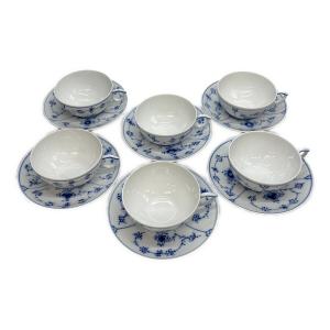 ROYAL COPENHAGEN (ロイヤル・コペンハーゲン) カップ&ソーサー 1985-1991 デンマーク製 ブルーフルーテッド・プレイン 6Pセット