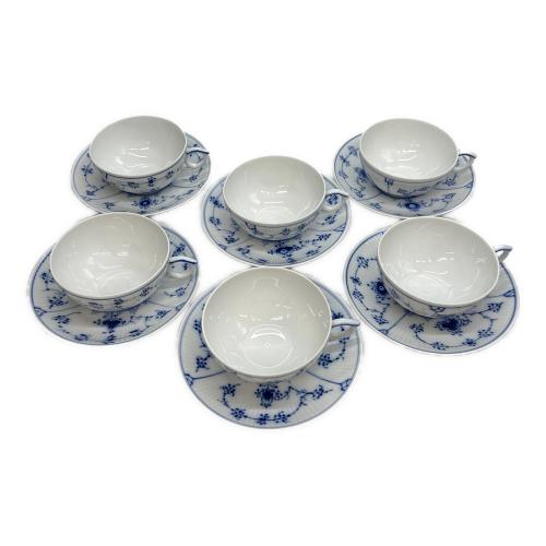 ROYAL COPENHAGEN (ロイヤル・コペンハーゲン) カップ&ソーサー 1985-1991 デンマーク製 ブルーフルーテッド・プレイン 6Pセット