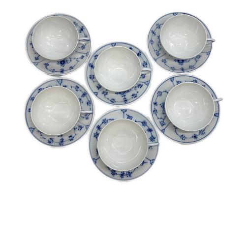 ROYAL COPENHAGEN (ロイヤル・コペンハーゲン) カップ&ソーサー 1985-1991 デンマーク製 ブルーフルーテッド・プレイン 6Pセット