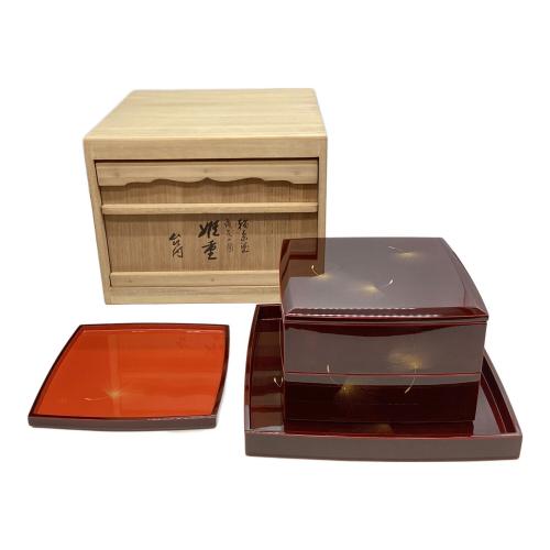 輪島塗 重箱二段 飛花の図 台付 小西啓介作