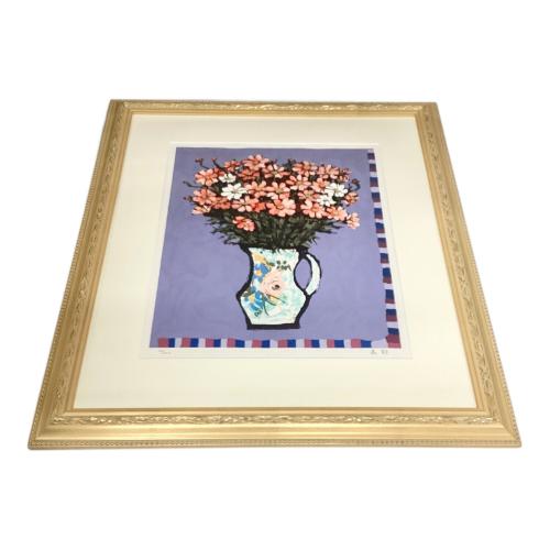 上野泰郎「コスモス」 リトグラフ 額装