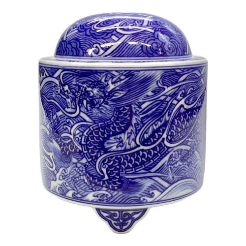 香炉 染付日輪波涛雲龍文 十四代辻常陸作