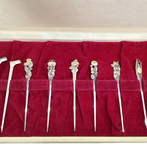 楊枝 花・結び文モチーフ SILVER950 ニッケルシルバー