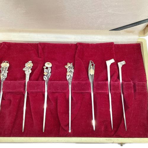 楊枝 花・結び文モチーフ SILVER950 ニッケルシルバー