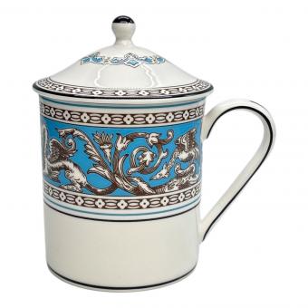 Wedgwood (ウェッジウッド) 蓋付マグカップ フロレンティーン・ターコイズ USED