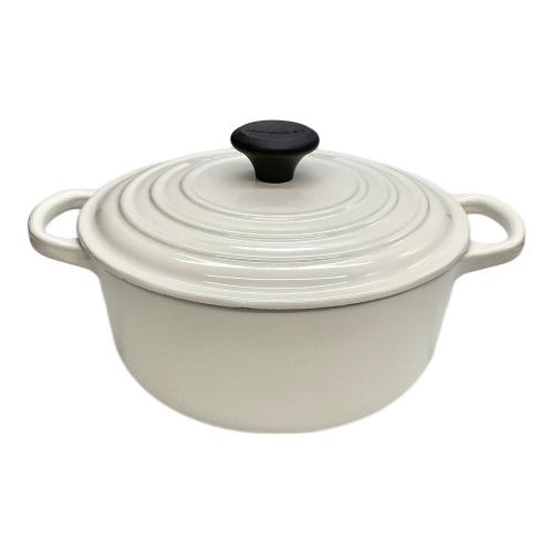 【美品】LE CREUSET　シグニチャーココット ロンド ホワイト　20cm シグニチャー・ココット・ロンド 20㎝ ホワイト｜トレファクONLINE