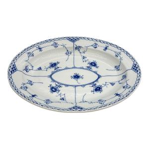 ROYAL COPENHAGEN (ロイヤル・コペンハーゲン) オーバルプレート 約36cm ブルーフルーテッド・ハーフレース USED