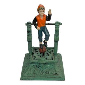 鋳造 貯金箱 iron coin bank Boy on Trapeze 空中ブランコに乗る少年