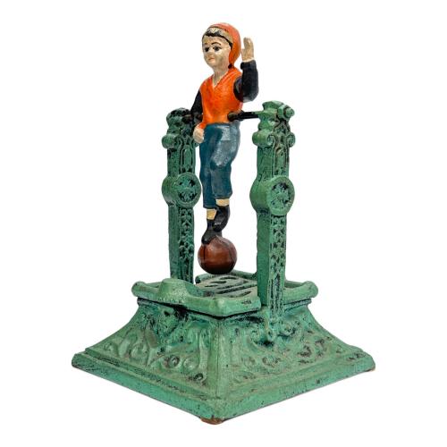 鋳造 貯金箱 iron coin bank Boy on Trapeze 空中ブランコに乗る少年