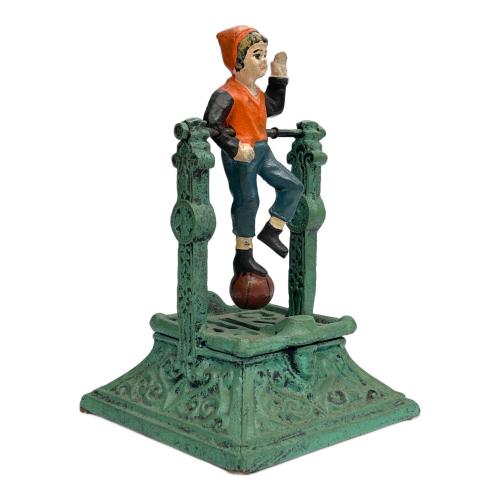 鋳造 貯金箱 iron coin bank Boy on Trapeze 空中ブランコに乗る少年
