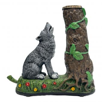 鋳造 貯金箱 iron coin bank wolf and squirrel オオカミとリス