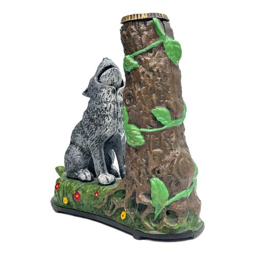 鋳造 貯金箱 iron coin bank wolf and squirrel オオカミとリス