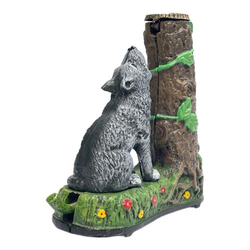 鋳造 貯金箱 iron coin bank wolf and squirrel オオカミとリス
