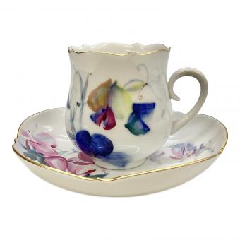 カップ&ソーサー 現代花（青い花模様）