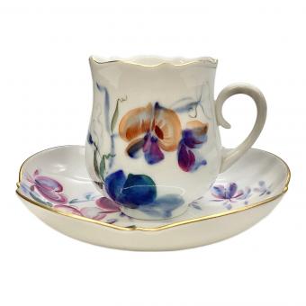 カップ&ソーサー 現代花（青い花模様）