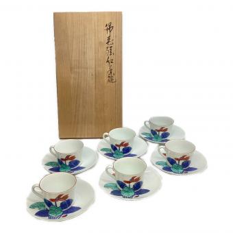 カップ&ソーサー 色鍋島 錦花絵紅茶碗 6P 今泉今右衛門作