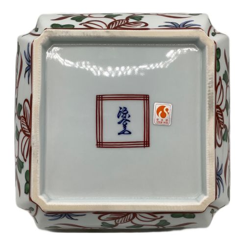 源右衛門窯 (ゲンエモンガマ) 角鉢 花鳥柄 赤絵