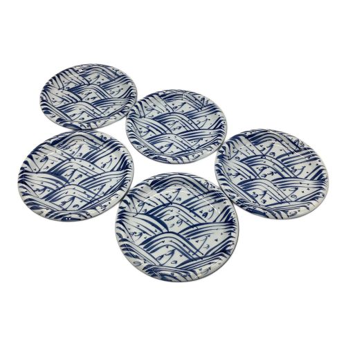 源右衛門窯 (ゲンエモンガマ) 皿揃え 染付四梅 5Pセット