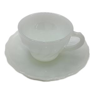 Fire King (ファイヤーキング) カップ&ソーサー ホワイト ミルクガラス USED 1