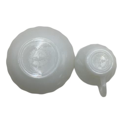 Fire King (ファイヤーキング) カップ&ソーサー ホワイト ミルクガラス USED 1