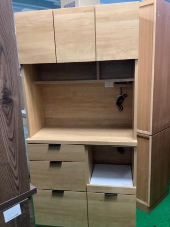 ニトリ レンジボード ナチュラル 256 3枚扉 スライド台 エトナ