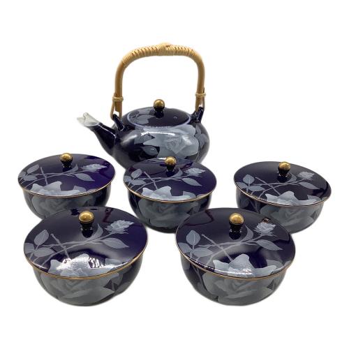 香蘭社 (コウランシャ) 和食器 ルリ白バラ 急須1・湯呑み5セット