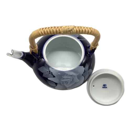 香蘭社 (コウランシャ) 和食器 ルリ白バラ 急須1・湯呑み5セット