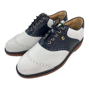 FOOT-JOY (フットジョイ) ゴルフシューズ メンズ SIZE 26cm ホワイト×ネイビー 限定品ドライジョイズ プレミア FJ レッドクレイ スパイク TWO TONE 54530