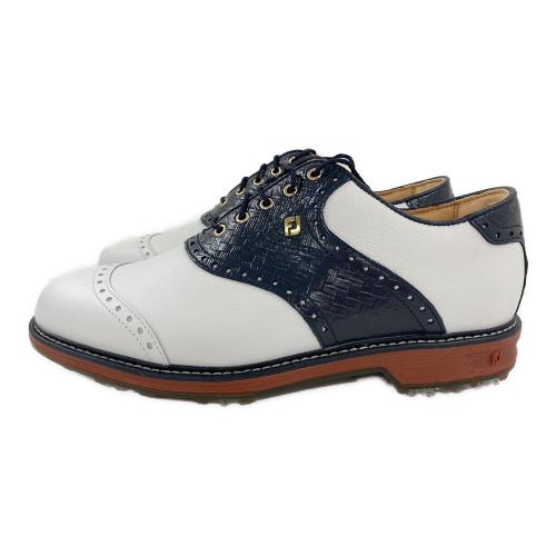 FOOT-JOY (フットジョイ) ゴルフシューズ メンズ SIZE 26cm ホワイト×ネイビー 限定品ドライジョイズ プレミア FJ レッドクレイ スパイク TWO TONE 54530