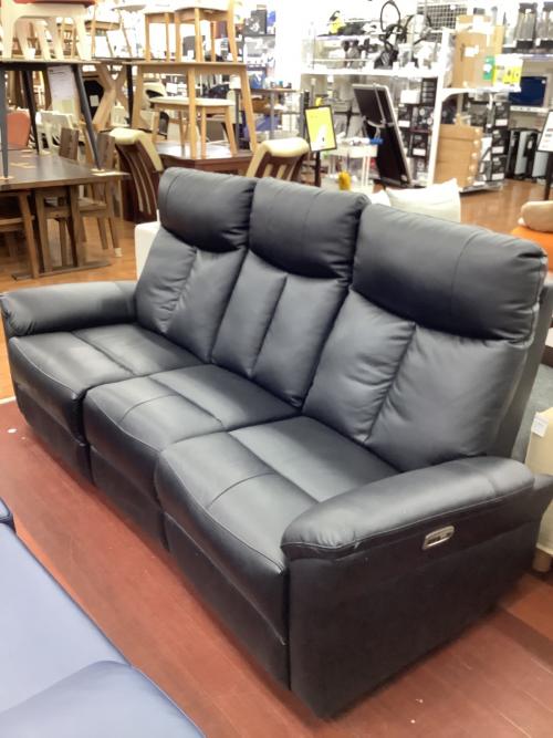 YAMADA (ヤマダオリジナル) 3人掛けリクライニングソファー ブラック 191 電動 YES140013 半革