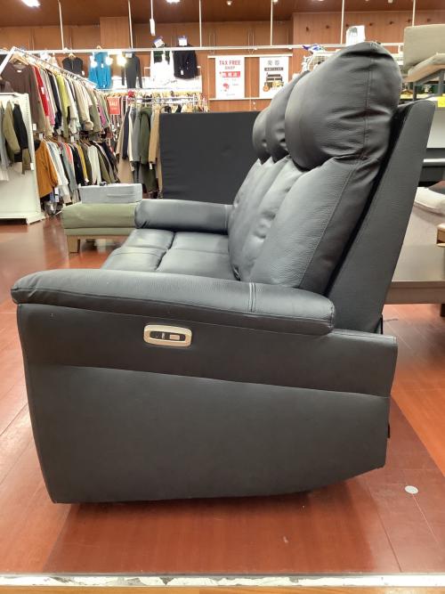 YAMADA (ヤマダオリジナル) 3人掛けリクライニングソファー ブラック 191 電動 YES140013 半革