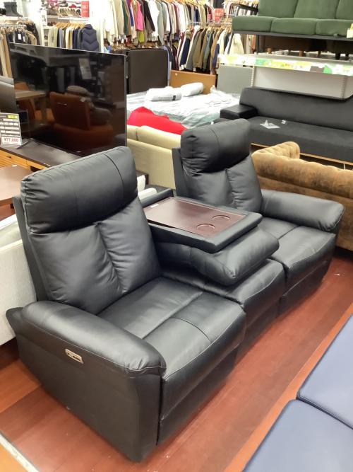 YAMADA (ヤマダオリジナル) 3人掛けリクライニングソファー ブラック 191 電動 YES140013 半革