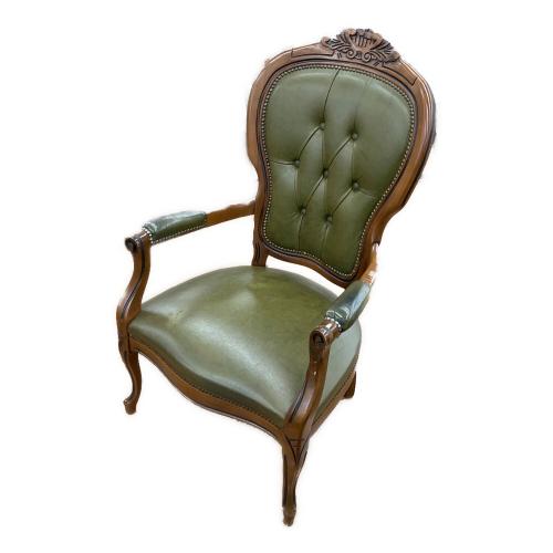 チェア グリーン×ブラウン