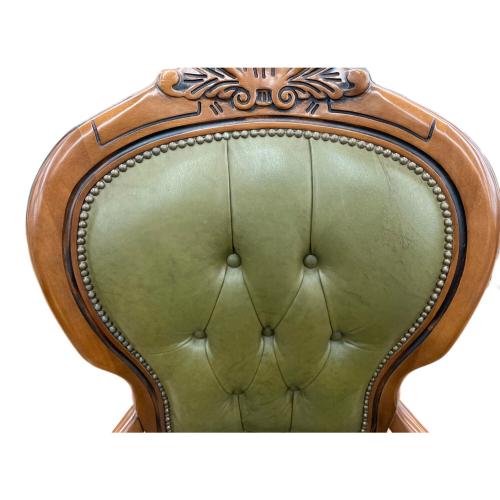 チェア グリーン×ブラウン