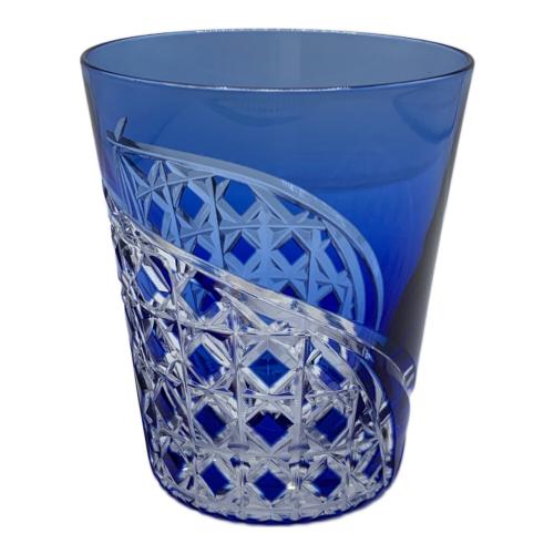 KAGAMI CRYSTAL (カガミクリスタル) ロックグラス 江戸切子 ブルー