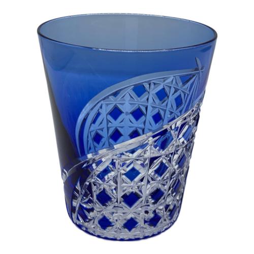 KAGAMI CRYSTAL (カガミクリスタル) ロックグラス 江戸切子 ブルー